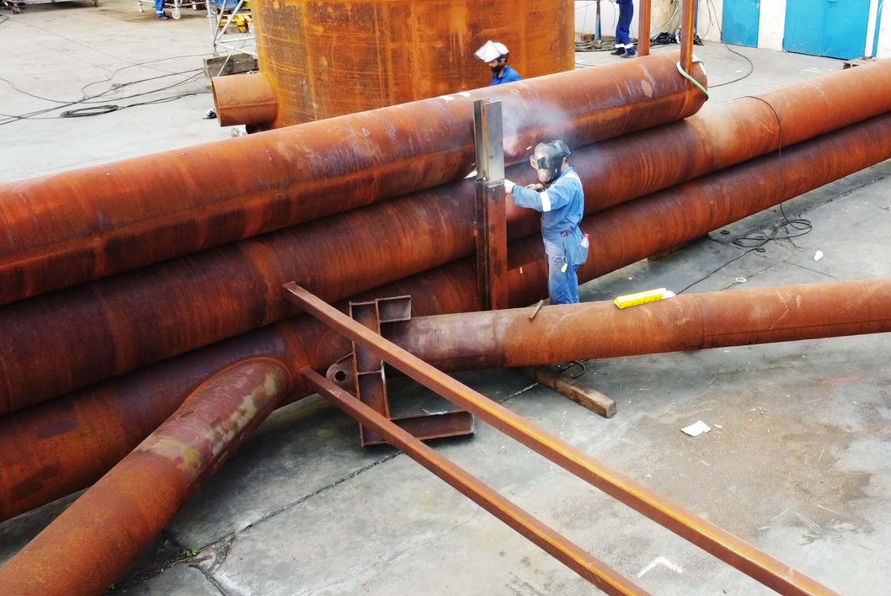 CaLM Buoy Fabrication process piping fabrication and isntallation